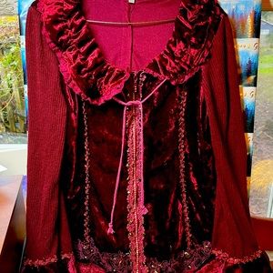 Pretty Angel Maroon Velvet Top Christmas Top